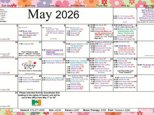 May 2026 Woodland Towers Activity Calendar