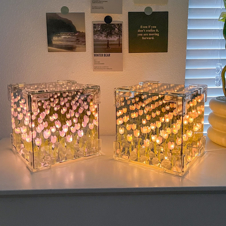 Miniatura: Handmade DIY Tulip Flower Cube Night Light GT Full Set of Material Package Room 