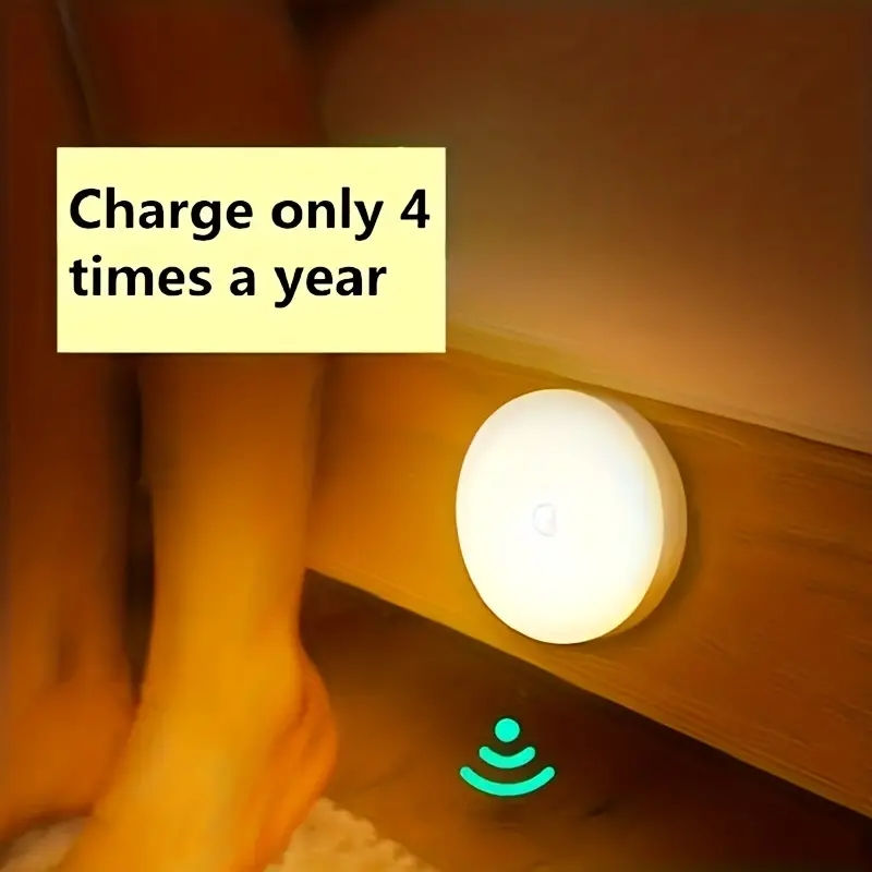 1pc Motion Sensor Night Light - Wireless LED Detector Lamp for Bedroom, Staircas
