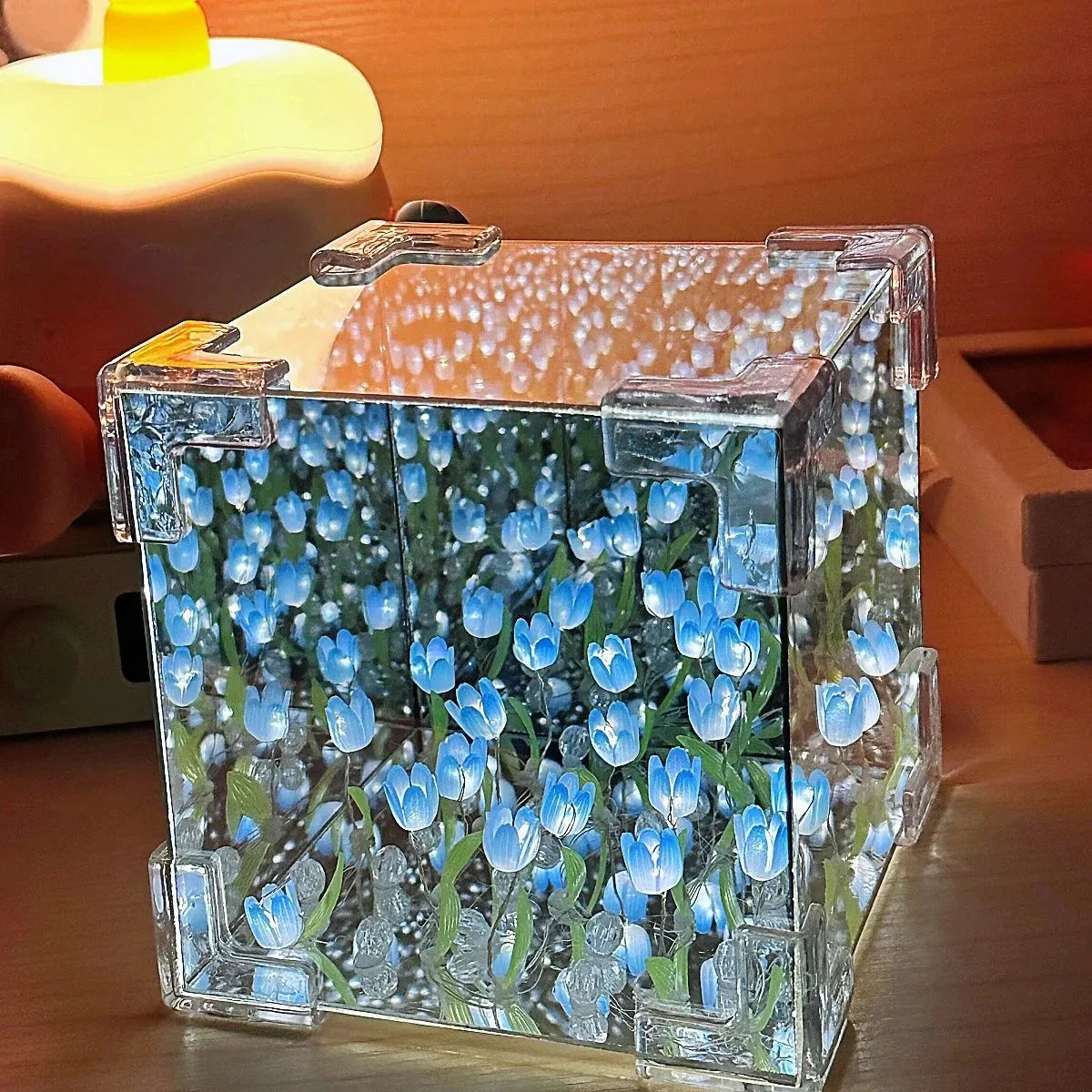 Handmade DIY Tulip Flower Cube Night Light GT Full Set of Material Package Room