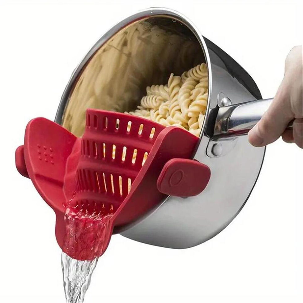 Miniatura: Escorredor de Panela em Silicone com Presilhas – Coador para Macarrão e Alimento