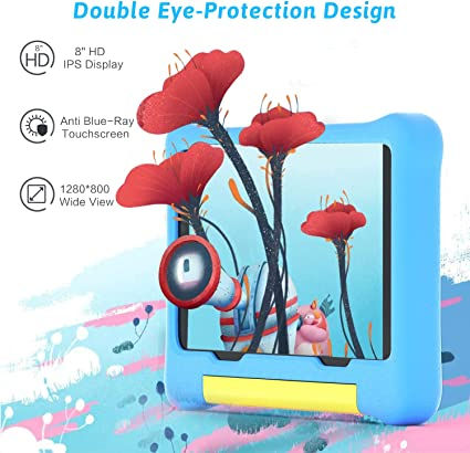Thumbnail: 8" Kids Tablet Android 11 Tablet for Kids Eye-Caring IPS Touchscreen Upgraded Pr