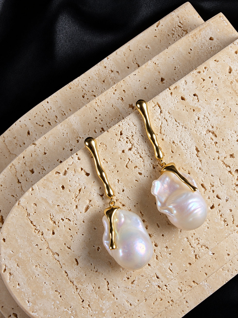 Thumbnail: Gold-Tone 16–17mm Dangle Baroque Pearl Earrings