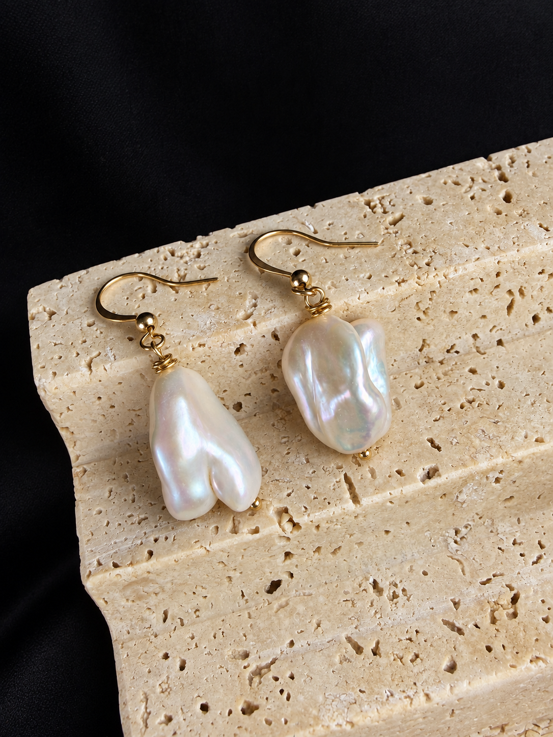 13–15mm Pearl Drop Gold-Tone Dangle Baroque Pearl Earrings
