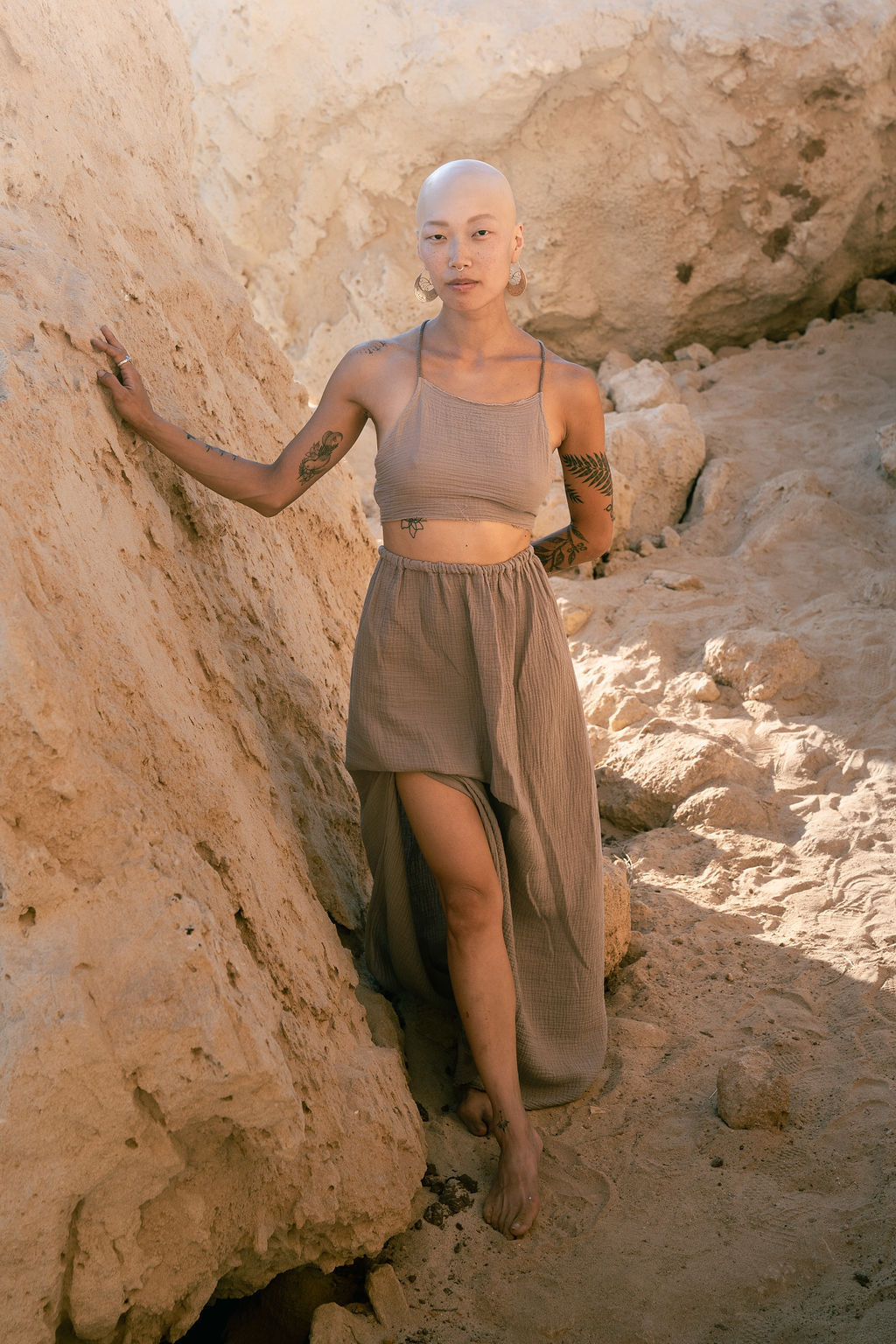 סט טופ קשירה וחצאית מקסי בוהו