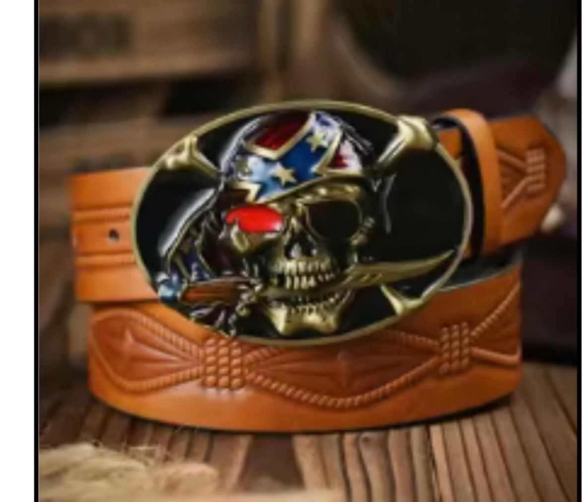 Outlaw Skull Western Buckle