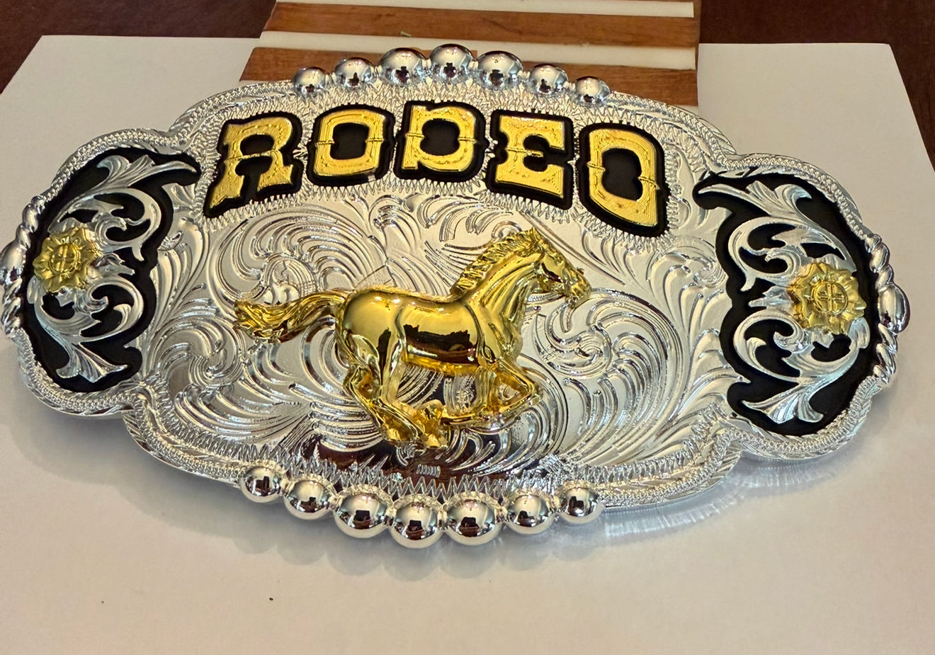 Rodeo Gold Horse Championship Belt Buckle
