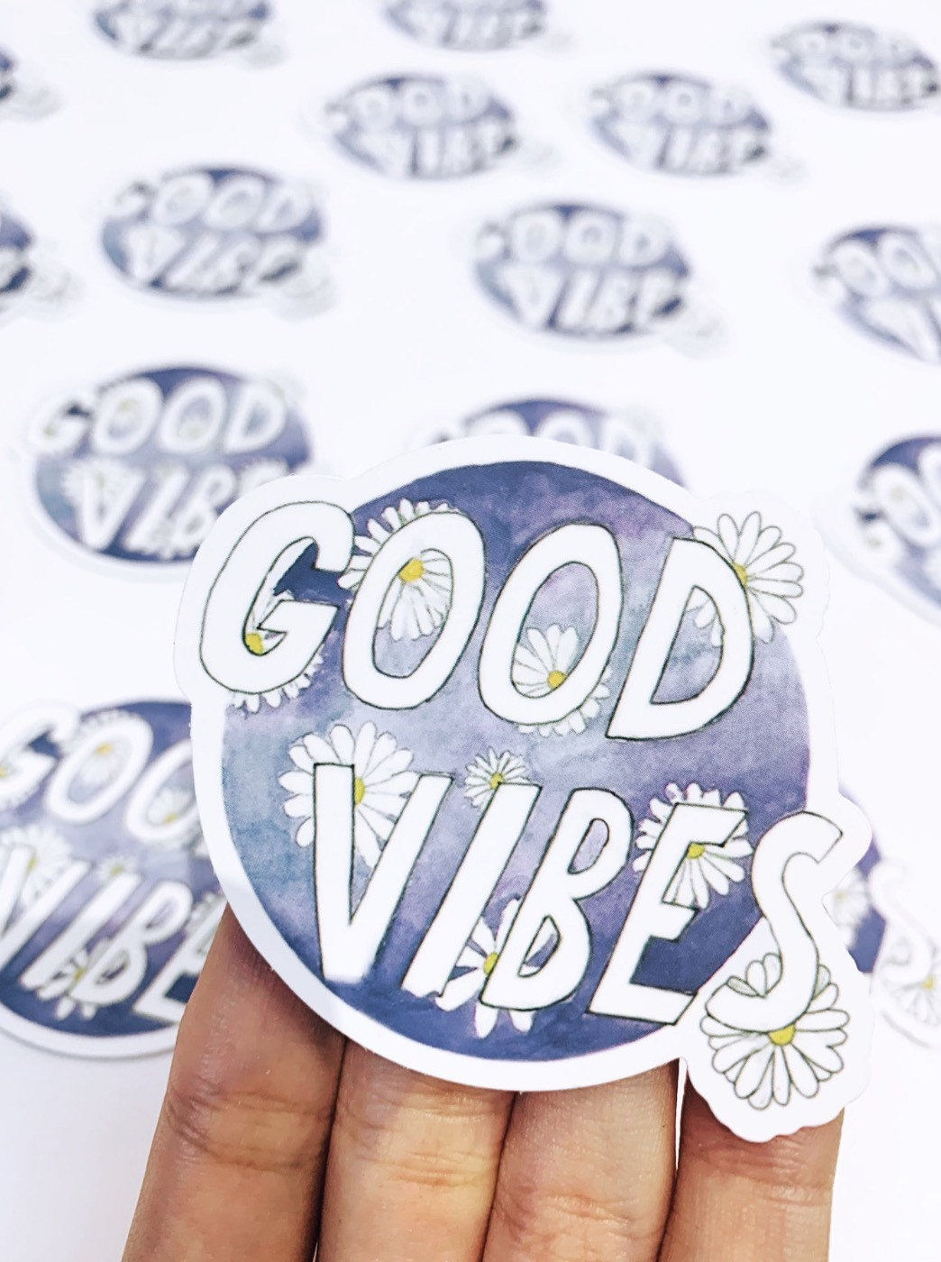 Wood Natural Creations – Good Vibes Sticker – Hand Drawn