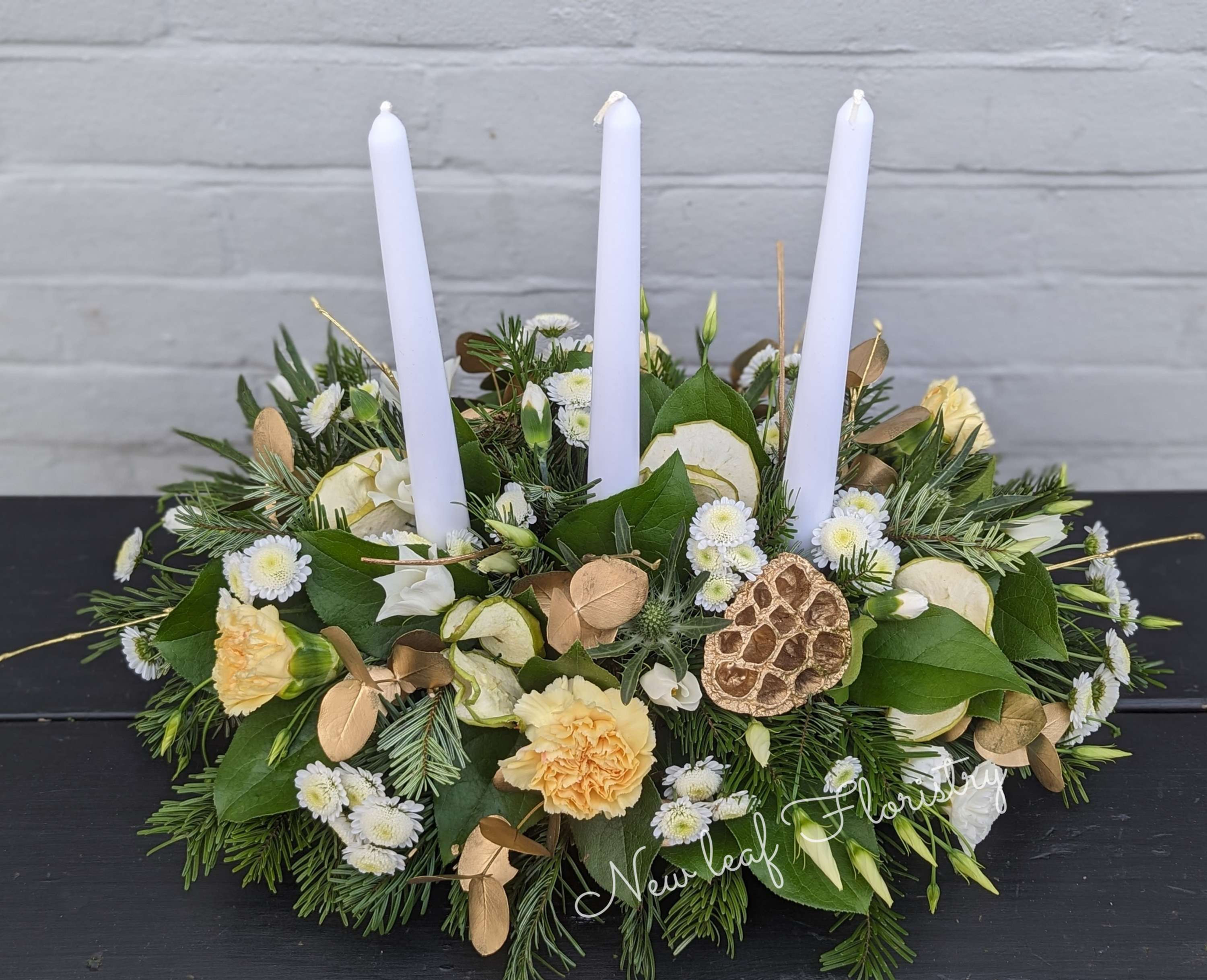 Christmas candle table centre