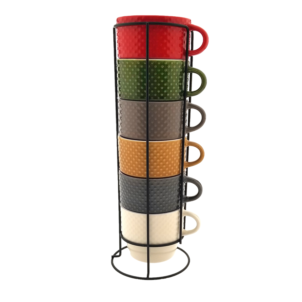 Thumbnail: House 2 Home 6pc Multi Colored Stackable Mug Set
