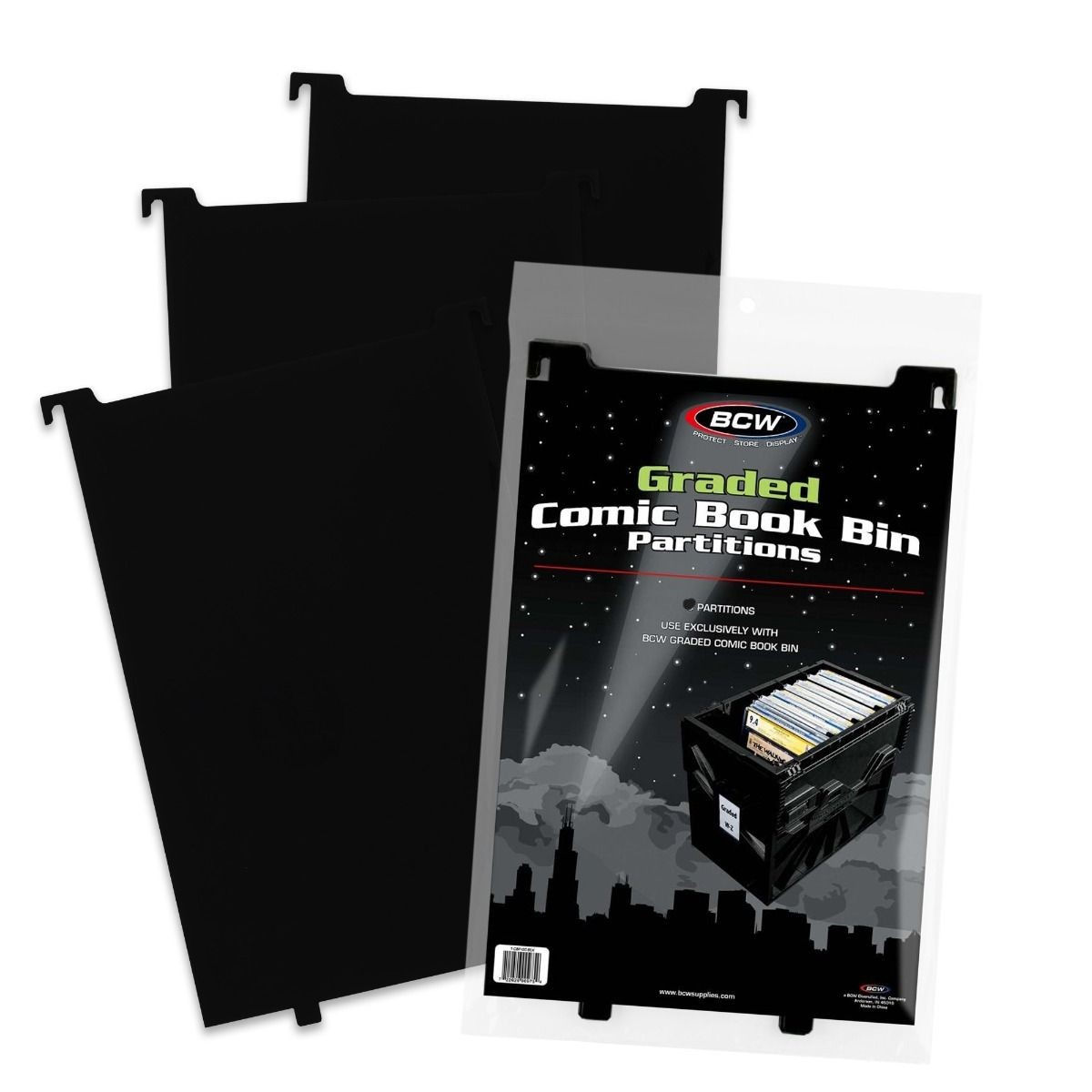 Graded Comic Book Storage Bin Partition-Black- 3 Pack