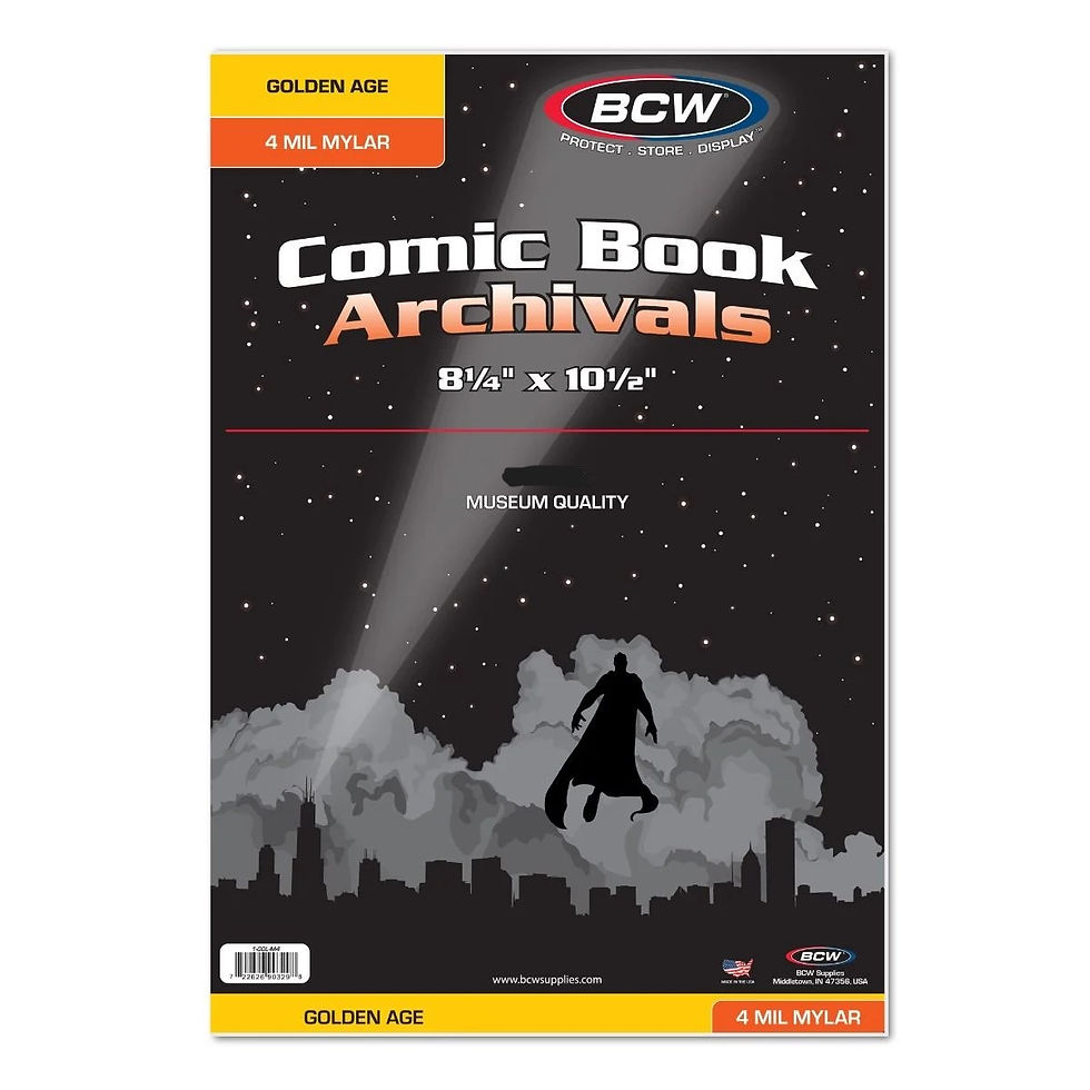 Combo Pack Golden Age Comic Backing Boards & Mylar Archival 4mm Bags