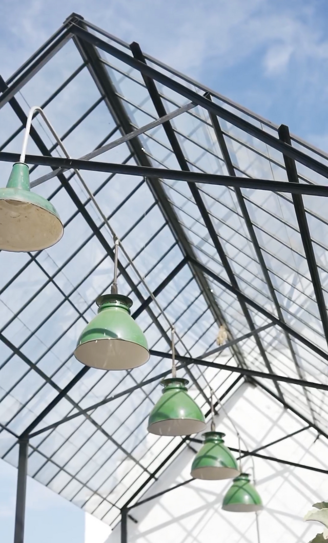 Industrial lights detail at The Old Mushroom Farm
