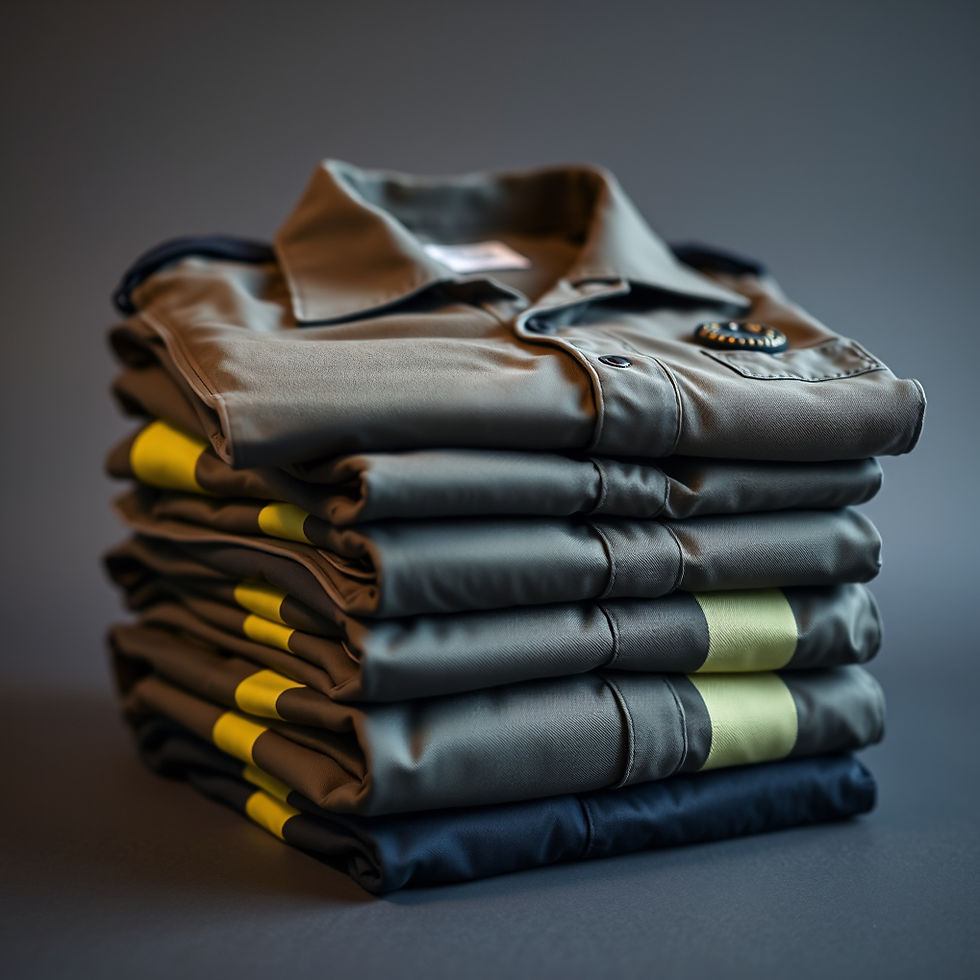 Create an image of a stack of security uniforms folded.jpg