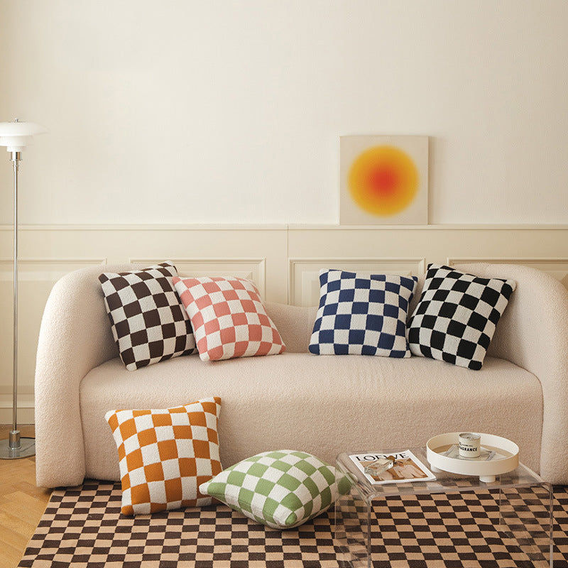 Thumbnail: knitted checkerboard cushions (so soft)
