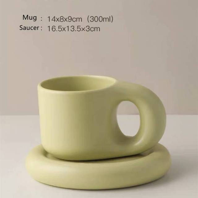 Thumbnail: chubby ceramic mug and saucer