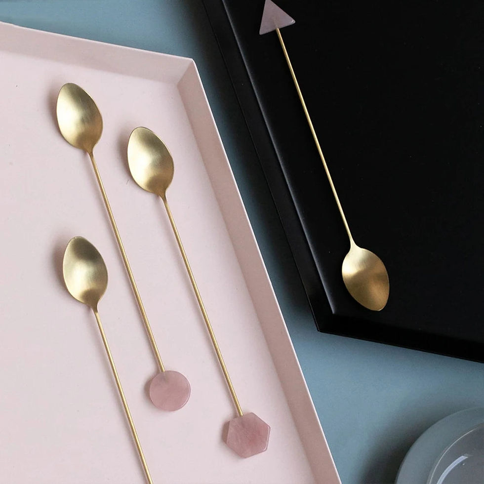 Thumbnail: pressed gold olive fork or teaspoon set