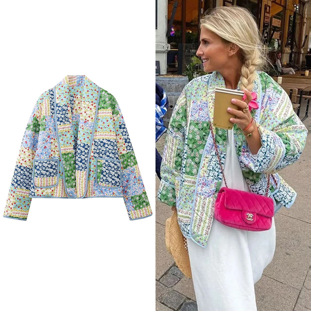 quilted jacket ~ blues and green dreams grandma styling