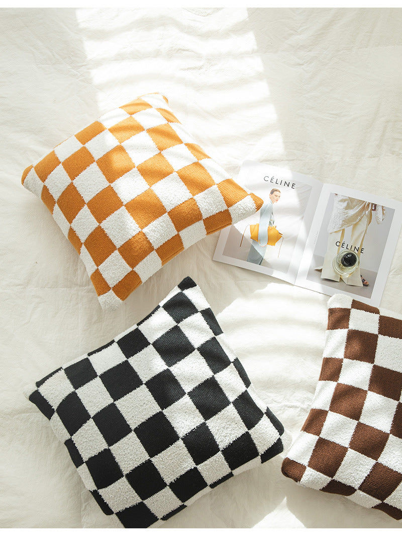 Thumbnail: knitted checkerboard cushions (so soft)