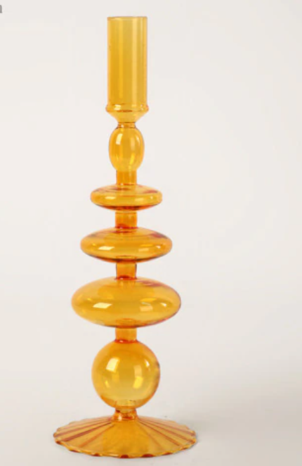 Thumbnail: tall glass candlestick holders