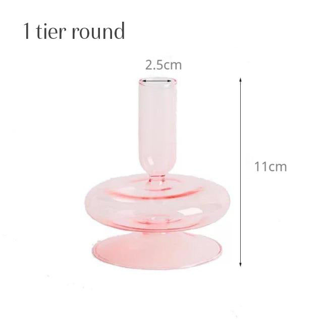 Thumbnail: pink glass candle holder