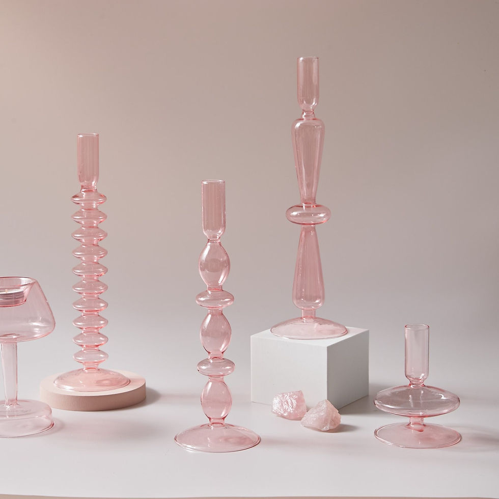 Thumbnail: tall glass candlestick holders
