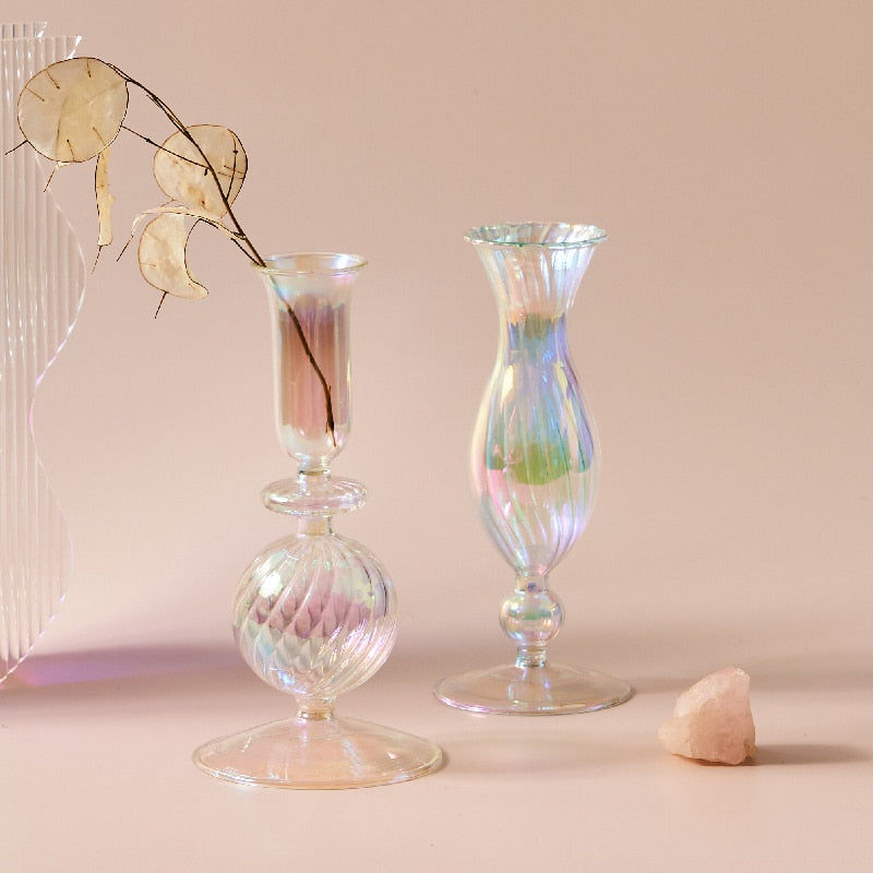 Thumbnail: iridescent bubbly candlestick holders