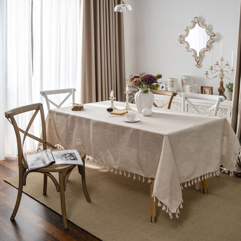 Thumbnail: tasselled linen tablecloth