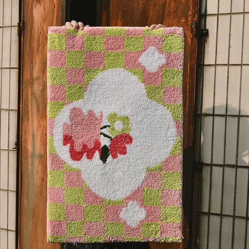 Thumbnail: flower grid tufted rug
