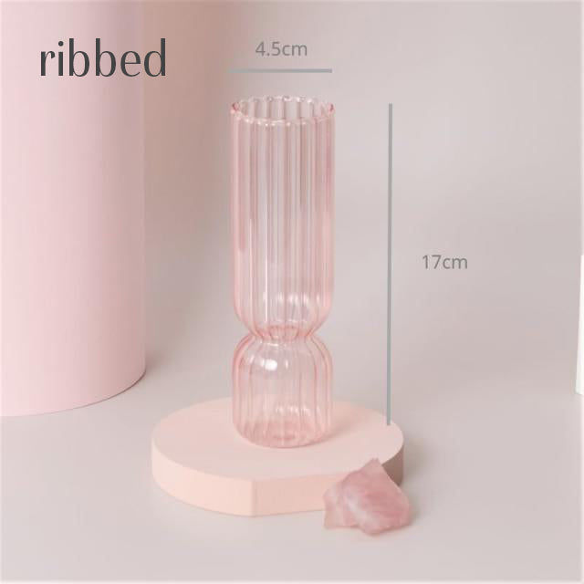 Thumbnail: pink glass candle holder