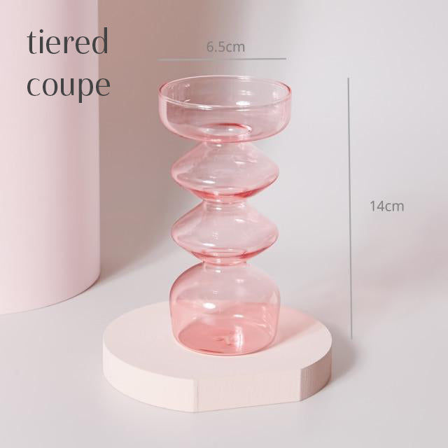 Thumbnail: pink glass candle holder