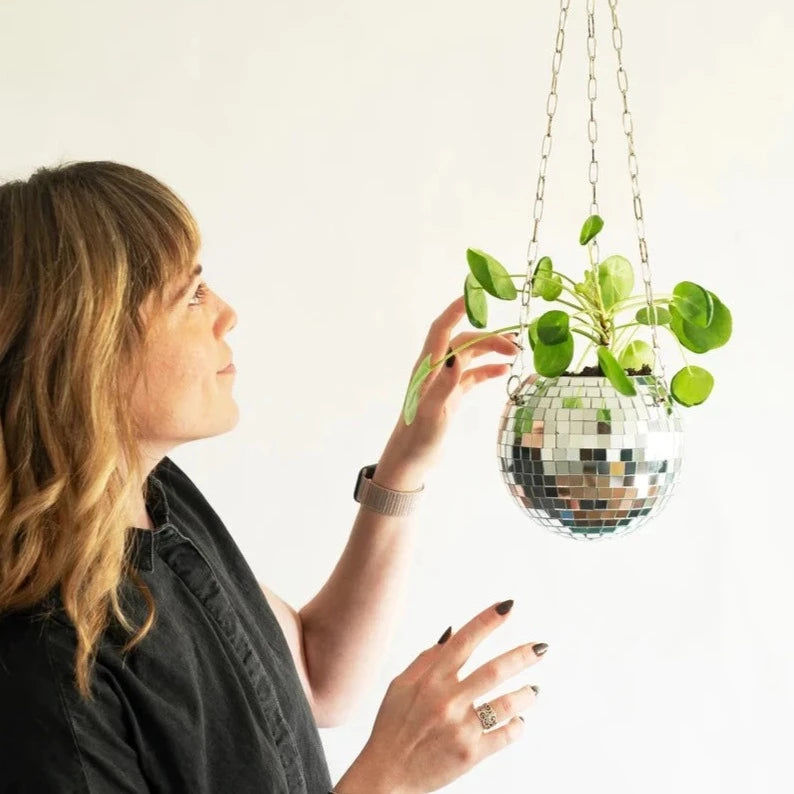 Thumbnail: disco ball hanging planter
