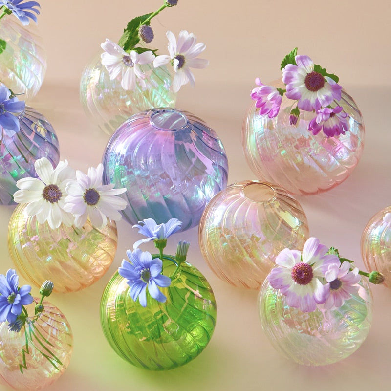 Thumbnail: iridescent ball vases