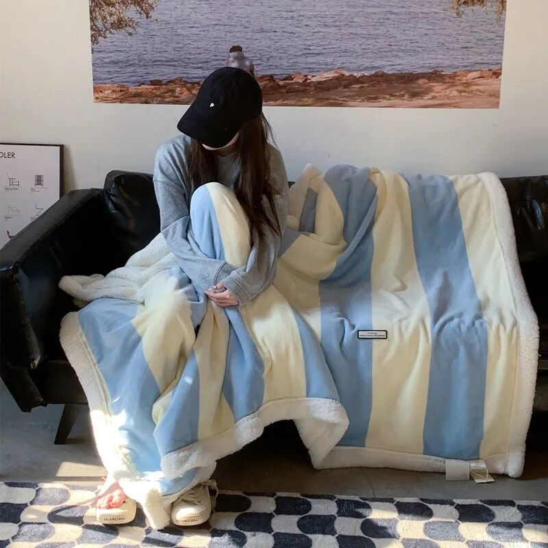 Thumbnail: the fluffy stripe plush blanket