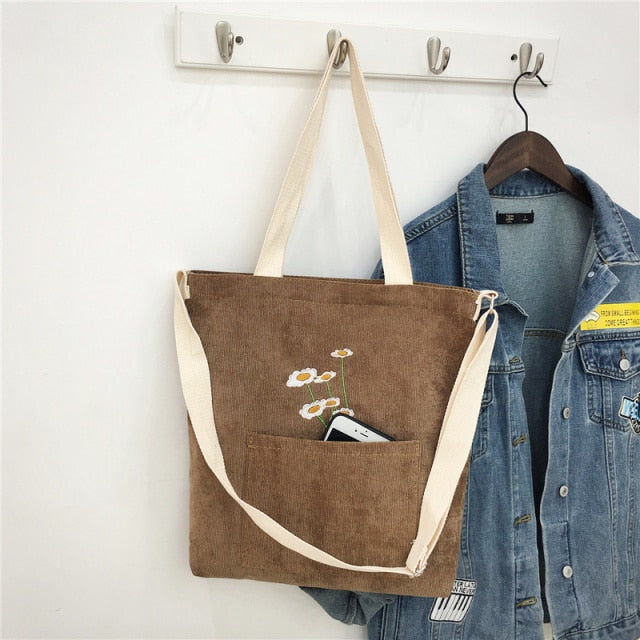 Thumbnail: embroidered flower tote bag