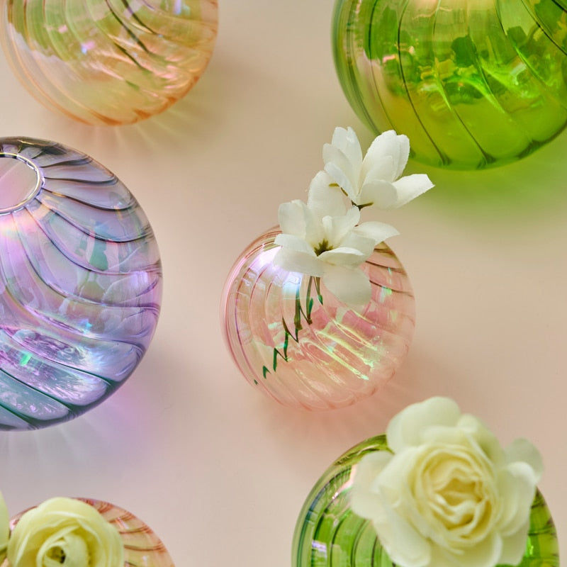 Thumbnail: iridescent ball vases