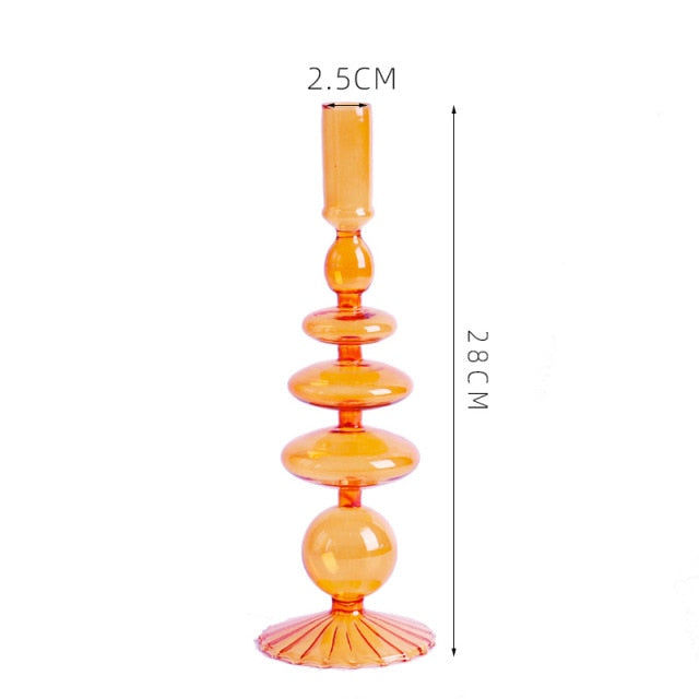 Thumbnail: flared glass candlestick holders
