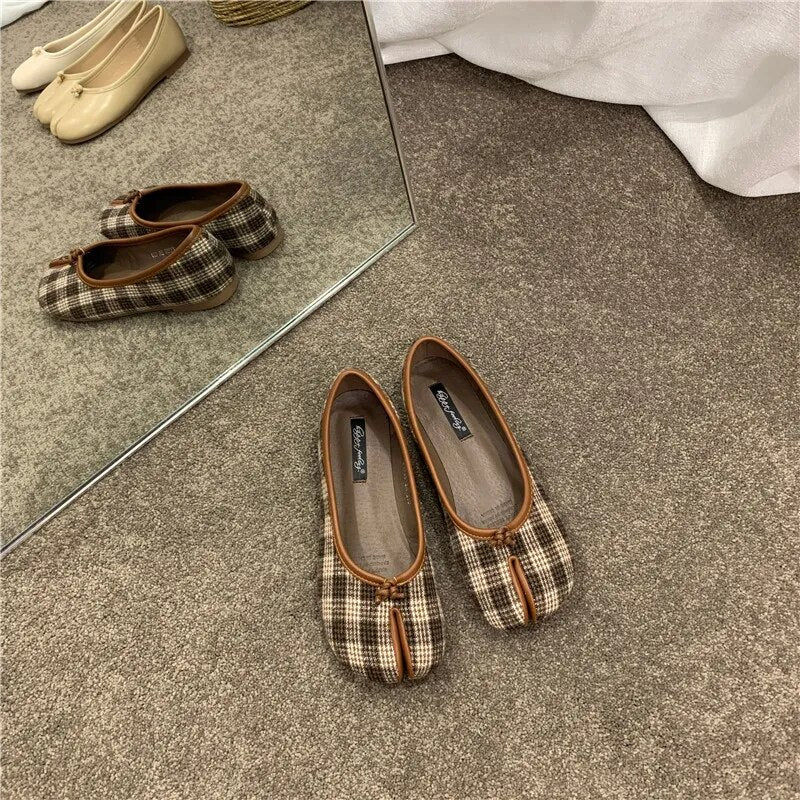 Thumbnail: split toe vegan leather ballet flats