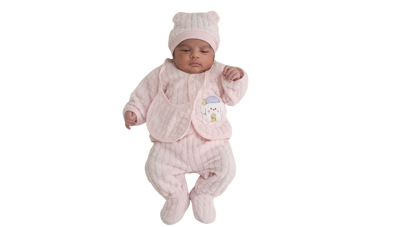 Baby Sweater Set | Soft & Warm Winter Wear (Baby Pink)