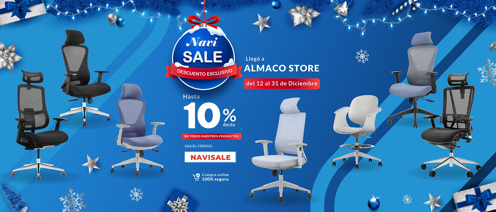 portada de descuento de navidad en sillas ergonomicas