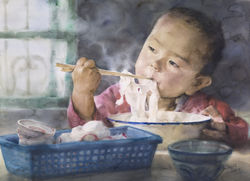 林毓修，簡單‧幸福，水彩紙本，2013，56x76-cm