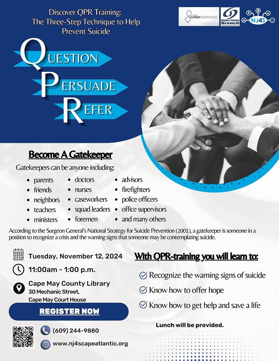 Question Persuade Refer (QPR) Training - Suicide Prevention Training