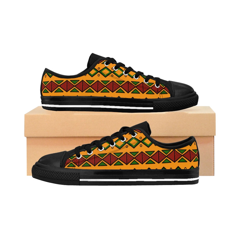 Men's Orange Kente Pattern Sneakers/Africa Inspired/Men Shoes/ The Melanin Pride