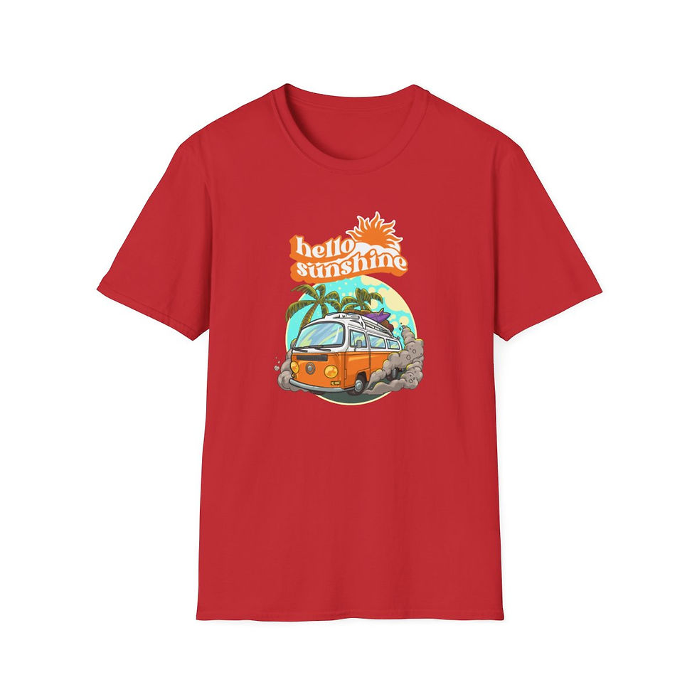 Thumbnail: Summer time vibes, retro van, hello sunshine Unisex Softstyle T-Shirt