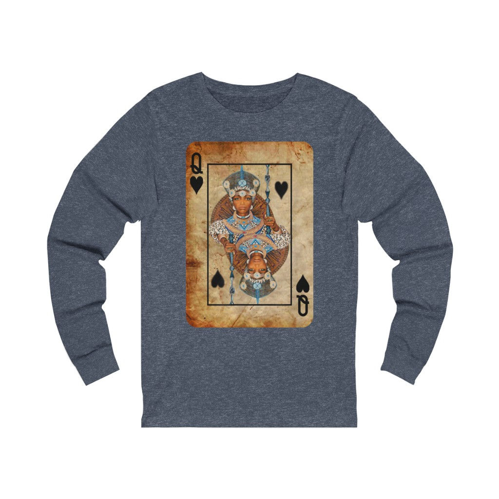 Royalty/ Black Queen/ African Goddess Queen of hearts Jersey Long Sleeve Tee