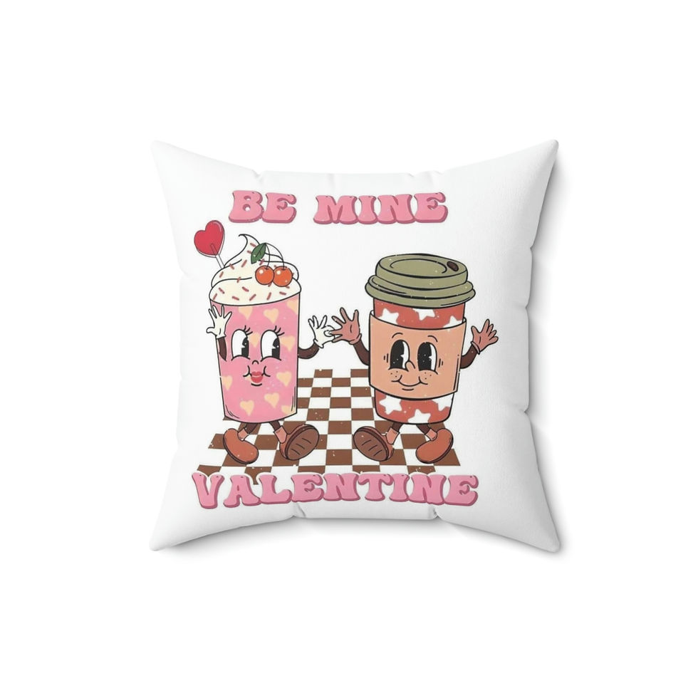 Thumbnail: Be Mine Valentine's- Coffee, frappe Spun Polyester Square Pillow