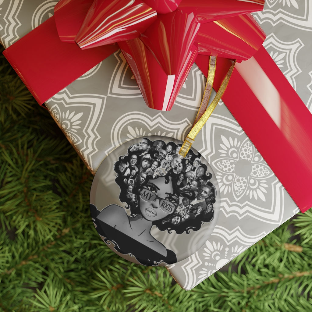 My Roots, American Heritage, African American legacy Glass Ornament