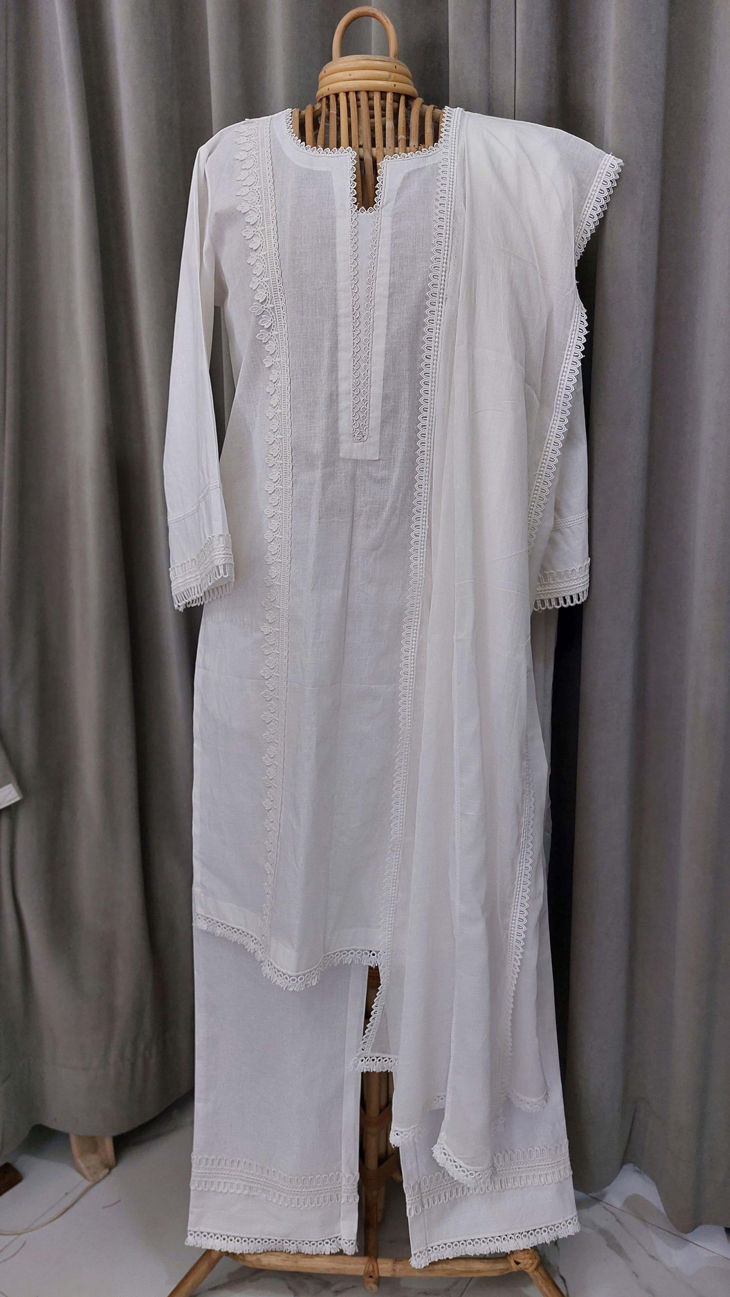 White Poplin Kurta Pant Set