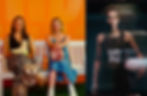 Split image: on the left, two women sit on a white bench against an orange wall, one holding a boot and the other a netball. On the right, a netball player wearing a black dress with "WD" on the bib poses holding a ball, with motion blur effects across the image.