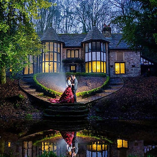 A couple enjoying a moment outside at our Twilight Wedding Venue.